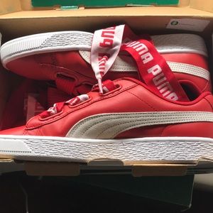 Basket Heart Puma Shoes - red and white